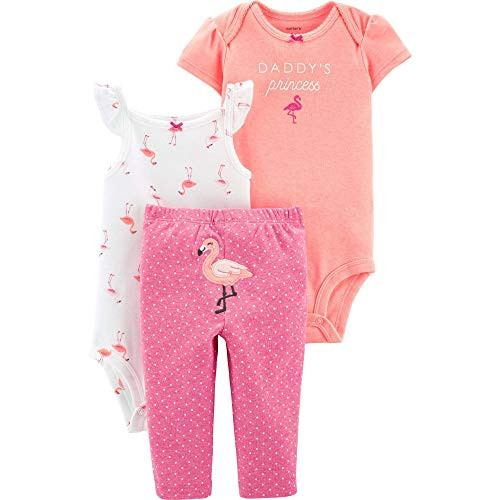 Carters Baby Girls 3-Piece Neon Flamingo Little Character Set- Pink 9 Months