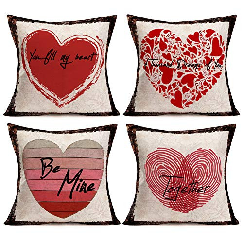 Aremetop Valentines Day Throw Pillow Covers Set of 4 Rustic Wood Frame with Sweet Heart Love Quote Decorative Cotton Linen Throw Waist Pillow Case Cushion Cover 18x18 Greeting Words for Lover Aremetop Valentines Day Throw Pillow Covers Set of 4 Rustic Wood Frame with Sweet Heart Love Quote Decorative Cotton Linen Throw Waist Pillow Case Cushion Cover 18x18 Greeting Words for Lover