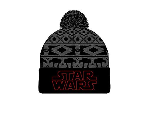 Star Wars Imperial Vehicles Fair Isle Embroidered Logo Jaquard Knit Beanie Hat Cap Black