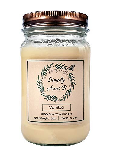 Vanilla Soy Scented Candle  16oz Mason Jar  Made in USA