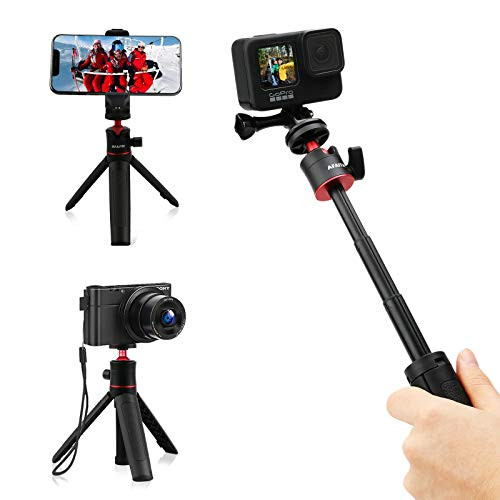 AFAITH 6 Mini Extendable Selfie Stick for GoPro Portable Lightweight Tabletop Selife Stick Tripod Stand for GoPro Hero 98765 BlackGoPro Max DJI Osmo Action Insta 360 Action Camera