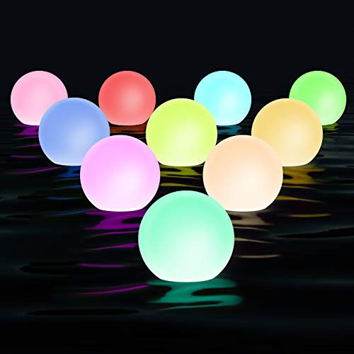 Swonuk Floating Pool Lights with Timer 4PCS Battery Powered Wateproof 16-Color Changing 3_1inch Ball Night Lights with Remote Float or Hang in Garden Backyard Pond Pathway Party Decorations
