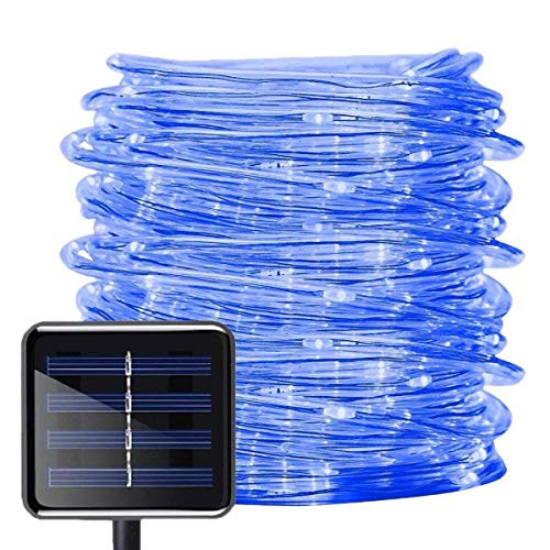 WONFAST Solar Rope Lights Outdoor 39ft 100LED LED Rope Lighting Waterproof Copper Wire Rope String Light for Christmas Home Garden Patio Parties Decor 1-Blue