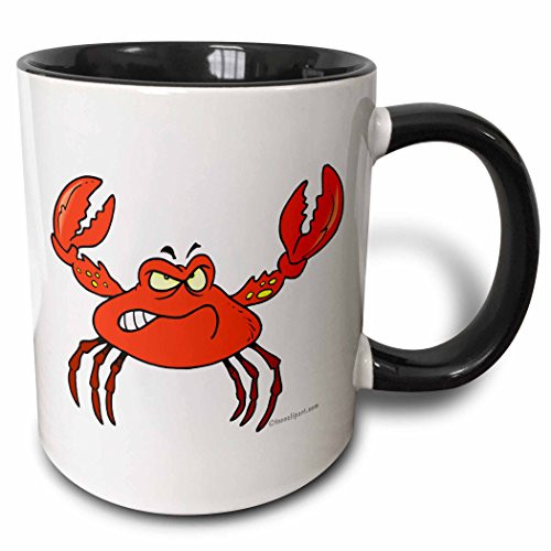 3dRose 104009_4 Funny Angry Crabby Red Crab Two tone black mug 11 oz White