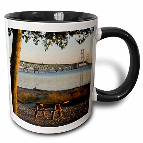3dRose 144713_4 Use, Michigan, Mackinaw City, Mackinac Bridge Mug 11 oz Black