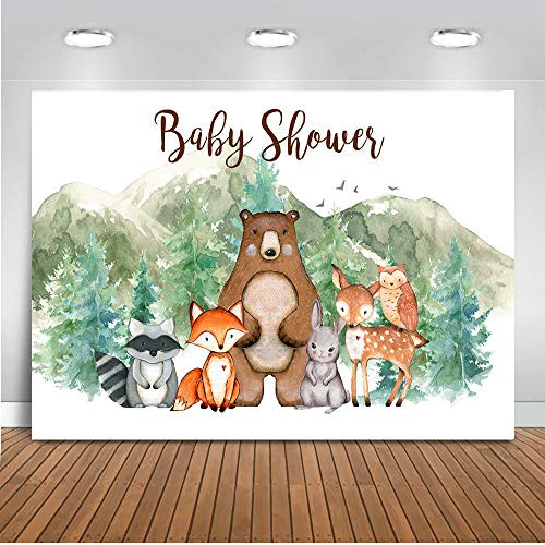 Mocsicka Woodland Animals Baby Shower Backdrop Tree Mountain Woodland Background 7x5ft Vinyl Woodland Baby Shower Banner Backdrops Mocsicka Woodland Animals Baby Shower Backdrop Tree Mountain Woodland Background 7x5ft Vinyl Woodland Baby Shower Banner Backdrops
