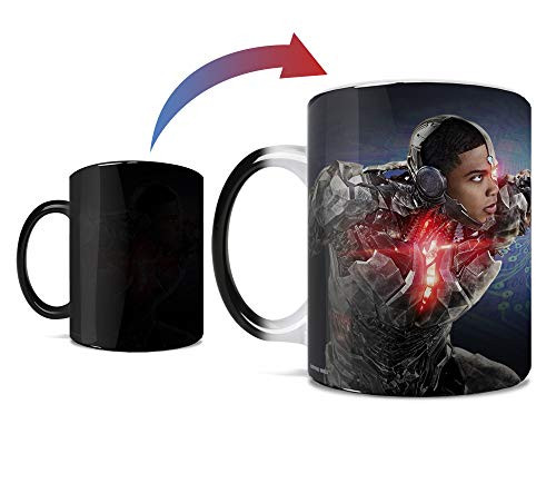 DC Comics - Cyborg Logo - Justice League - One 11 oz Morphing Mugs Color Changing Heat Sensitive Ceramic Mug  Image Revealed When HOT Liquid Is Added