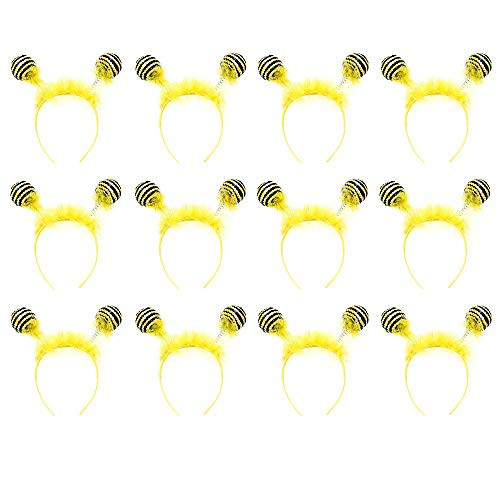 Crazy Night Bee Headband Bee Hair Hoop Pom Pom Boppers for Birthday Party Halloween Party Decorations 12 Crazy Night Bee Headband Bee Hair Hoop Pom Pom Boppers for Birthday Party Halloween Party Decorations 12