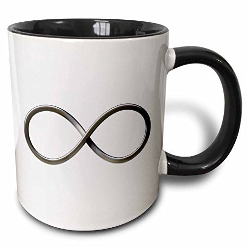 3dRose 24235_4""Infinity Symbol on white background" Two Tone Black Mug 11 oz Multicolor