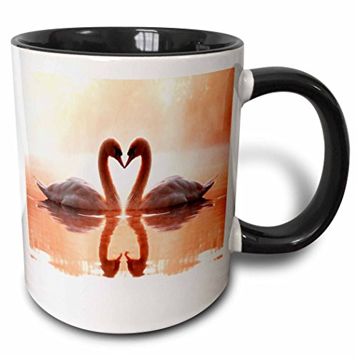 3dRose mug_53308_4"Swan Love" Two Tone Black Mug, 11 oz, Multicolor 3dRose mug_53308_4"Swan Love" Two Tone Black Mug, 11 oz, Multicolor