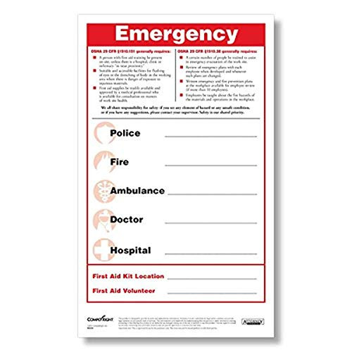 ComplyRight Emergency Numbers Safety Poster and Pen Set N2606