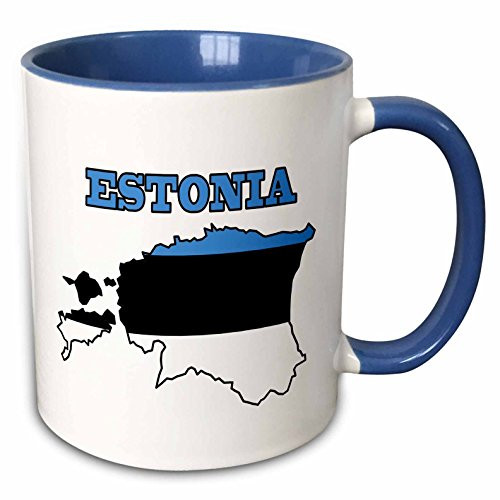3dRose mug_58798_6"The flag of Estonia in the outline map of the country and name, Estonia" Two Tone Blue Mug, 11 oz, Multicolor 3dRose mug_58798_6"The flag of Estonia in the outline map of the country and name, Estonia" Two Tone Blue Mug, 11 oz, Multicolor
