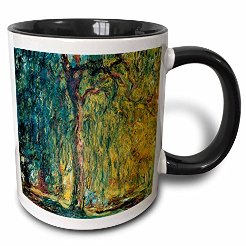 3dRose mug_80628_4"Picture Of Monets Painting Weeping Willow" Two Tone Black Mug, 11 oz, Multicolor