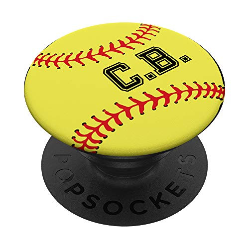 Softball Player Initial C B Letter Monogram Name C_B_ Gift PopSockets Grip and Stand for Phones and Tablets