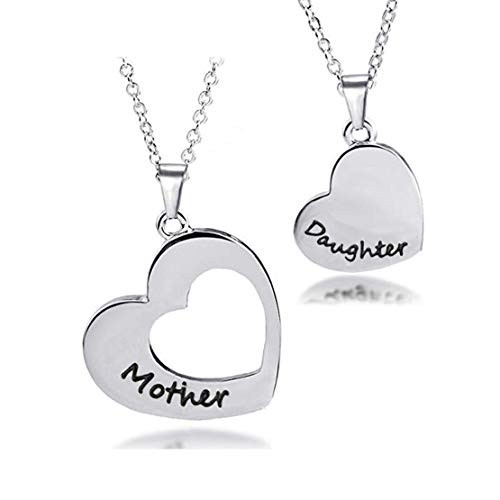Mother Daughter Necklace Stainless Steel Set of 2 Matching Heart Mom and Me Jewelry Dog Tag For Birthday Mother Daughter heart silver Mother Daughter Necklace Stainless Steel Set of 2 Matching Heart Mom and Me Jewelry Dog Tag For Birthday Mother Daughter heart silver