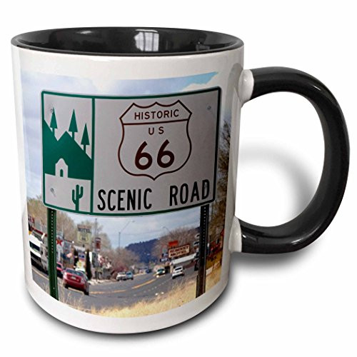 3dRose mug_87842_4 "Road Sign, Historic Us Route 66, Arizona - US03 DFR0035 - David R Frazier" Two Tone Mug, Black/White, 11 oz 3dRose mug_87842_4 "Road Sign, Historic Us Route 66, Arizona - US03 DFR0035 - David R Frazier" Two Tone Mug, Black/White, 11 oz