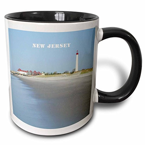 3dRose mug_80580_4 "Cape May New Jersey With Lighthouse n Beach" Two Tone Black Mug, 11 oz, Multicolor