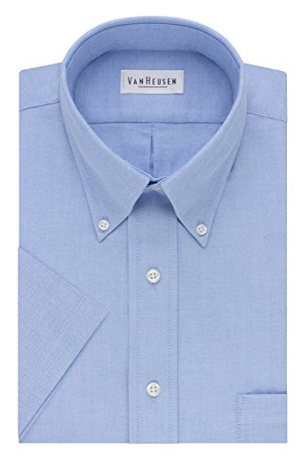 Van Heusen Mens Short-Sleeve Oxford Dress Shirt Blue 18_5