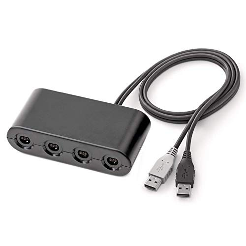 Wii U Gamecube Controller Adapter, HOMFUL Super Smash Bros Swith Gamecube Controller Adapter for Wii U, Nintendo Switch and PC USB 4 Port Black Gamecube Adapter No Drives Needed