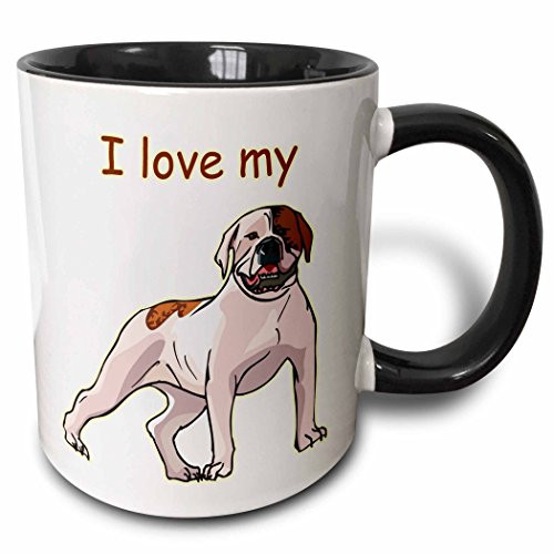 3dRose (mug_129011_4) Cute and Cuddly Canine I Love My American Bulldog - Two Tone Black Mug, 11oz