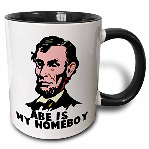 3dRose (mug_102594_4) Abe Lincoln Is My Homeboy - Two Tone Black Mug, 11oz