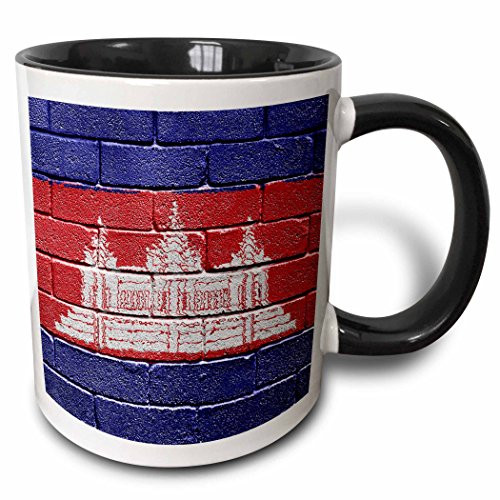 3dRose (mug_155200_4) National flag of Cambodia painted onto a brick wall Cambodian - Two Tone Black Mug, 11oz 3dRose (mug_155200_4) National flag of Cambodia painted onto a brick wall Cambodian - Two Tone Black Mug, 11oz
