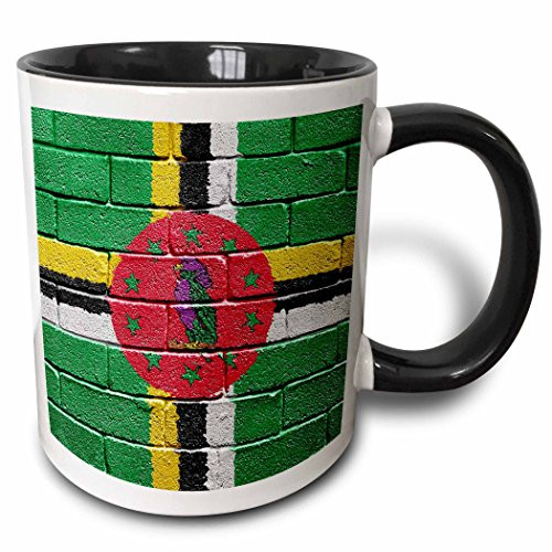 3dRose (mug_155218_4) National flag of Dominica painted onto a brick wall Dominican - Two Tone Black Mug, 11oz 3dRose (mug_155218_4) National flag of Dominica painted onto a brick wall Dominican - Two Tone Black Mug, 11oz
