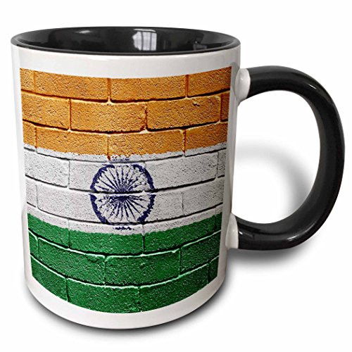 3dRose (mug_155246_4) National flag of India painted onto a brick wall Indian - Two Tone Black Mug, 11oz 3dRose (mug_155246_4) National flag of India painted onto a brick wall Indian - Two Tone Black Mug, 11oz