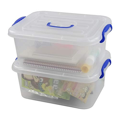 Yarebest 2-Pack Storage Bin Box with Handle 8 Liter Plastic Box Set