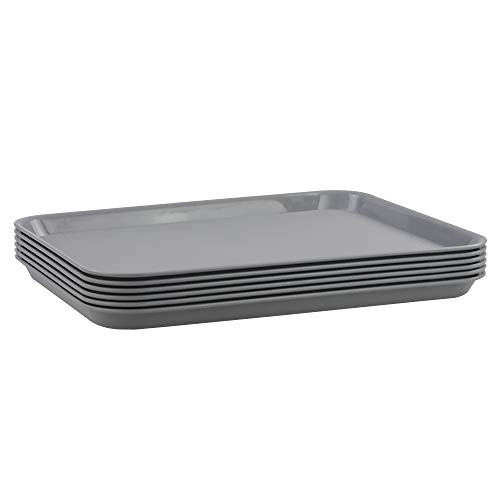 Minekkyes Set of 6 Fast Food Serving Trays Grey Plastic Serving Trays