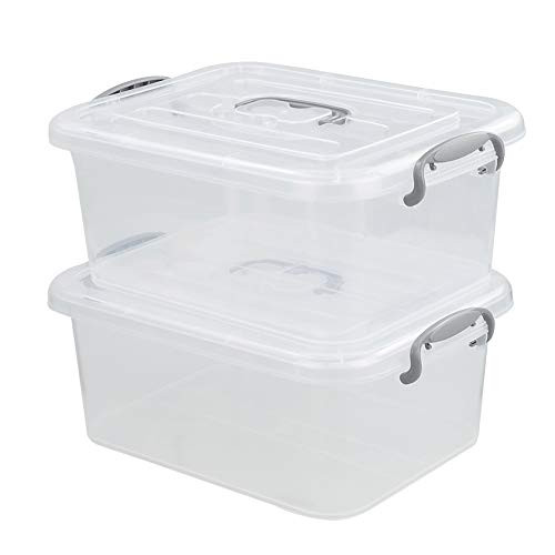 Nesmilers 2 Packs Storage Bin With Handle 8 Liter Plastic Box Set