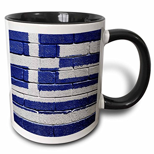 3dRose (mug_155156_4) National flag of Greece painted onto a brick wall Greek - Two Tone Black Mug, 11oz 3dRose (mug_155156_4) National flag of Greece painted onto a brick wall Greek - Two Tone Black Mug, 11oz