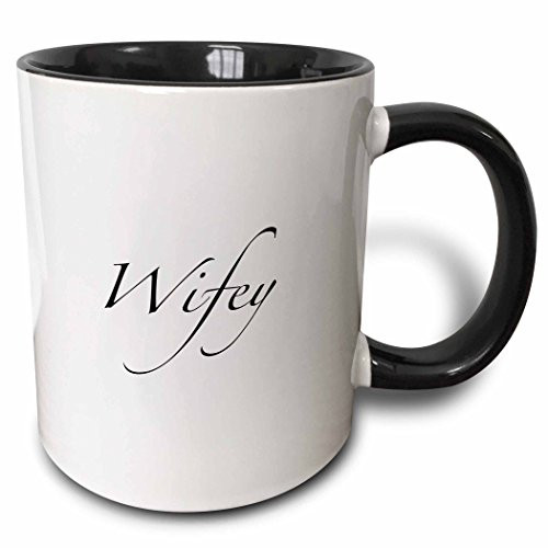 3dRose Wifey - Two Tone Black Mug, 11oz (mug_192478_4), 11 oz, Black/White