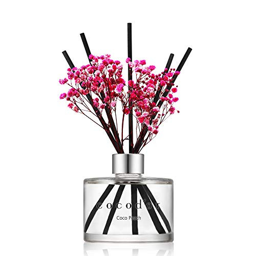 Cocodor Preserved Real Flower Reed DiffuserCoco Peach  6_7oz200ml  1 PackReed Diffuser Set Oil Diffuser   Reed Diffuser Sticks Home Decor   Office Decor Fragrance and Gifts