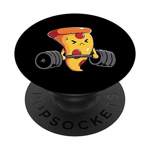 Pizza Slice Weightlifting - Black PopSockets PopGrip Swappable Grip for Phones   Tablets