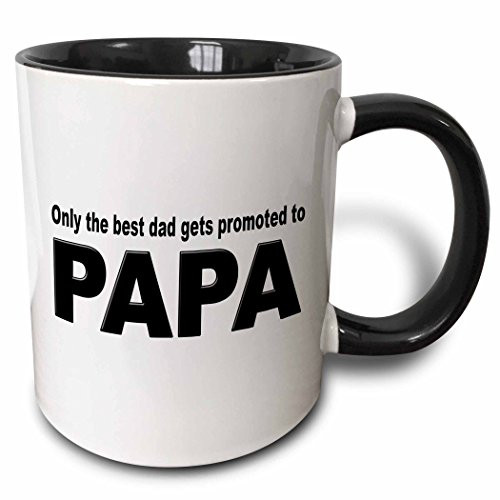 3dRose mug_160340_4 Only The Best Dad Gets Promoted To Papa Two Tone Mug, Black, 11 oz 3dRose mug_160340_4 Only The Best Dad Gets Promoted To Papa Two Tone Mug, Black, 11 oz