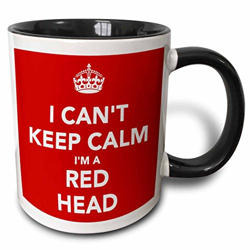 3dRose mug_222843_4 "I Cant Keep Calm I'm A Red Head Red" Ceramic Mug, Black/Red, 11 oz