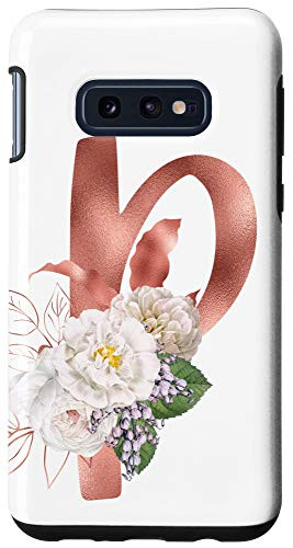 Galaxy S10e First Name Initial P Monogram Rose Pink Floral Case