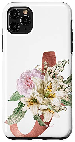 iPhone 11 Pro Max First Name Initial J Monogram Rose Pink Floral Case