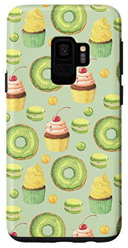 Galaxy S9 Doughnut   Cupcake Funny Pattern Green Background Case