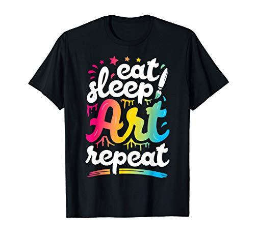 Eat Sleep Art Repeat Funny Artist Creative Gift Boys Kids T-Shirt