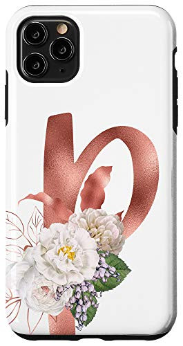 iPhone 11 Pro Max First Name Initial P Monogram Rose Pink Floral Case