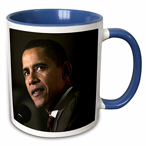 3dRose mug_3865_6" Barack Obama Two Tone Blue Mug, 11 oz, Blue/White