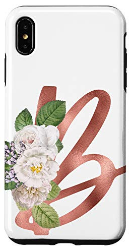iPhone XS Max First Name Initial B Monogram Rose Pink Floral Case