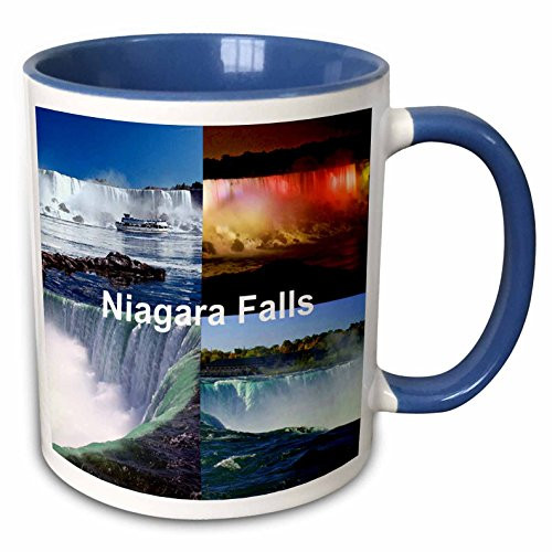 3dRose mug_21724_6 Niagara Falls Collage - Two Tone Blue Mug, Multicolored, 11 oz