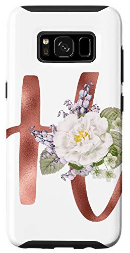 Galaxy S8 First Name Initial H Monogram Rose Pink Floral Case