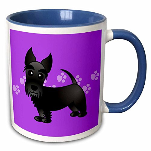 3dRose mug_40869_6 "Cute Black Scottie - Cartoon Dog - Purple with Pawprints" Two Tone Blue Mug, 11 oz, Multicolor 3dRose mug_40869_6 "Cute Black Scottie - Cartoon Dog - Purple with Pawprints" Two Tone Blue Mug, 11 oz, Multicolor