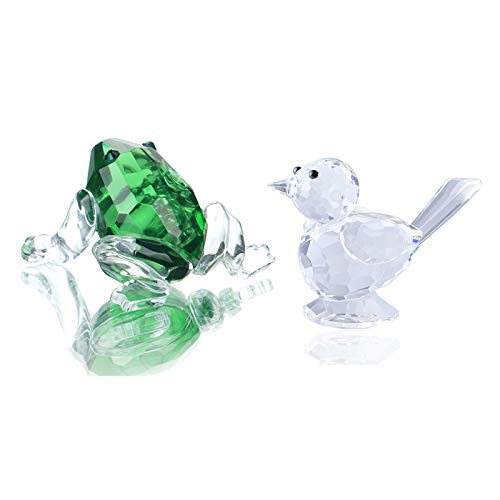 H D HYALINE   DORA Set 2pcs Handmade Crystal Cute Animals Collectible Figurines Table Decoration Paperweight