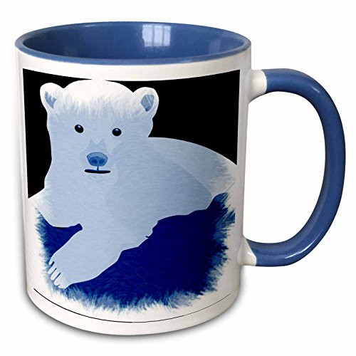 3dRose mug_60856_6" Icy Blue Polar Bear - Animal Art - Cute Two Tone Blue Mug, 11 oz, Multicolor