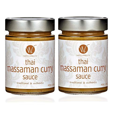 WATCHAREES Thai Massaman Curry Sauce  Non-GMO  Authentic Traditional Thai Recipe  12_2oz Jar 2 pk